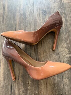 Aldo Stessy Ombre Tan Patent pumps Two-Tone Pointed-Toe Pumps Heels Shoes 8